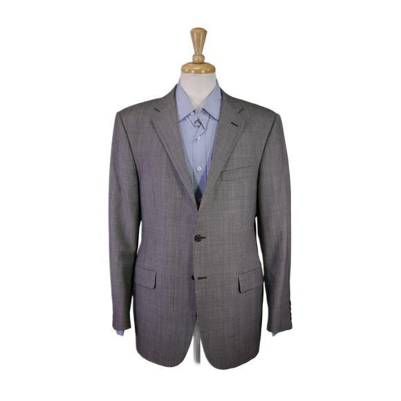 Hickey Freeman Milburn Gray Black Blue Plaid Wool 2-Btn Blazer Jacket 42R